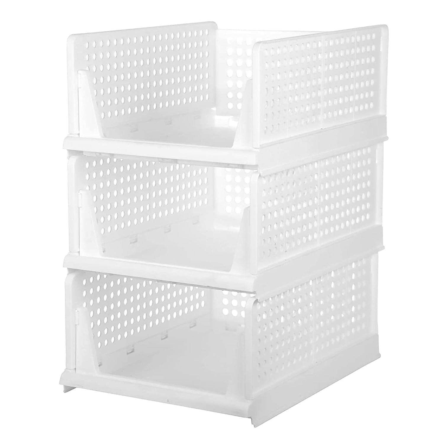 Giftock Plastic Foldable & Stackable 3 Layer Foldable Sliding Drawer Organizer and Stackable Closet Organizer for Home Wardrobe & Cupboard for Clothes
