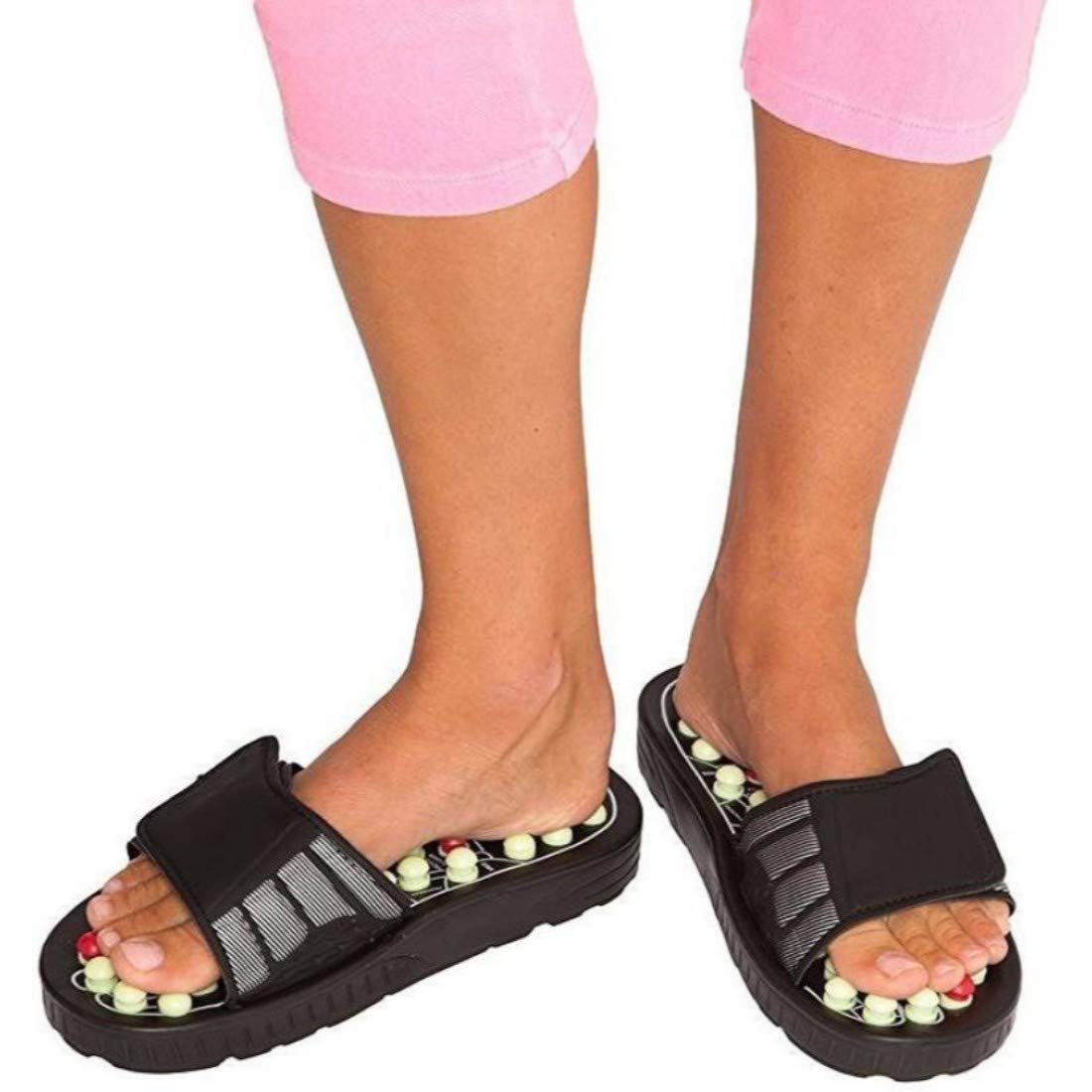 Giftock Spring Acupressure Magnetic Therapy Sandals |Yoga Paduka Acupressure Foot Relaxer| Foot Massager Slipper| Rotating Acupressure Foot Slippers for Men & Women (6 UK)