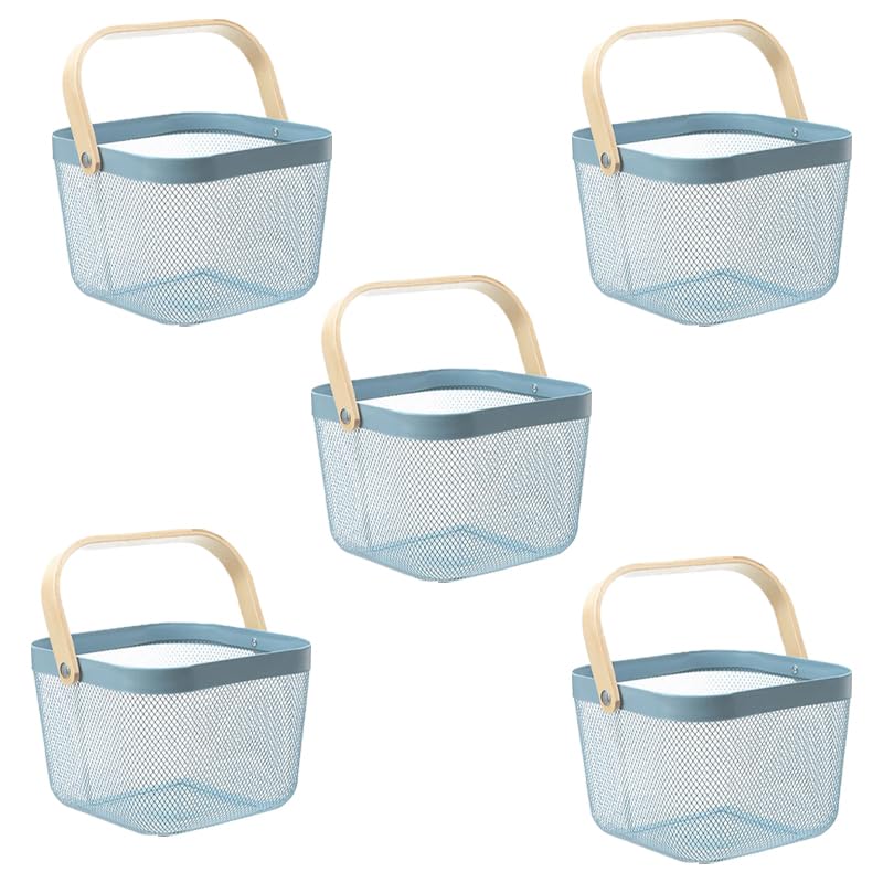 Giftock Metal Wire Basket With Handle|Storage Basket Fot Fruits, Books|Mesh Open Storage Bin|Storage Organizer