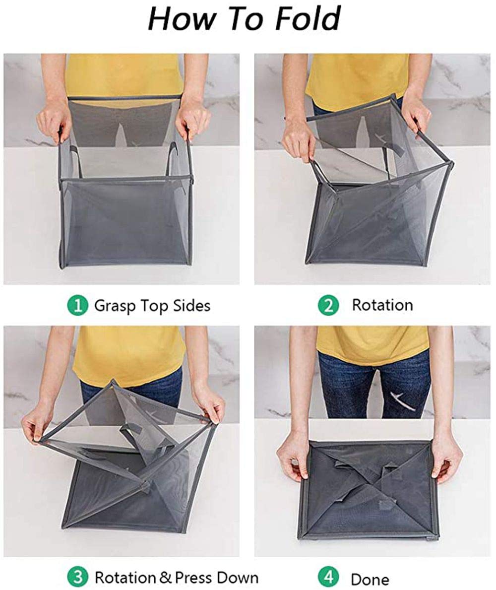 Giftock Pop Up Laundry Baskets - Mesh Collapsible Laundry Hampers Storage with Handle - Foldable for Washing Storage, Great for The Kids Room, College Dorm, Travel Organizer (Black)