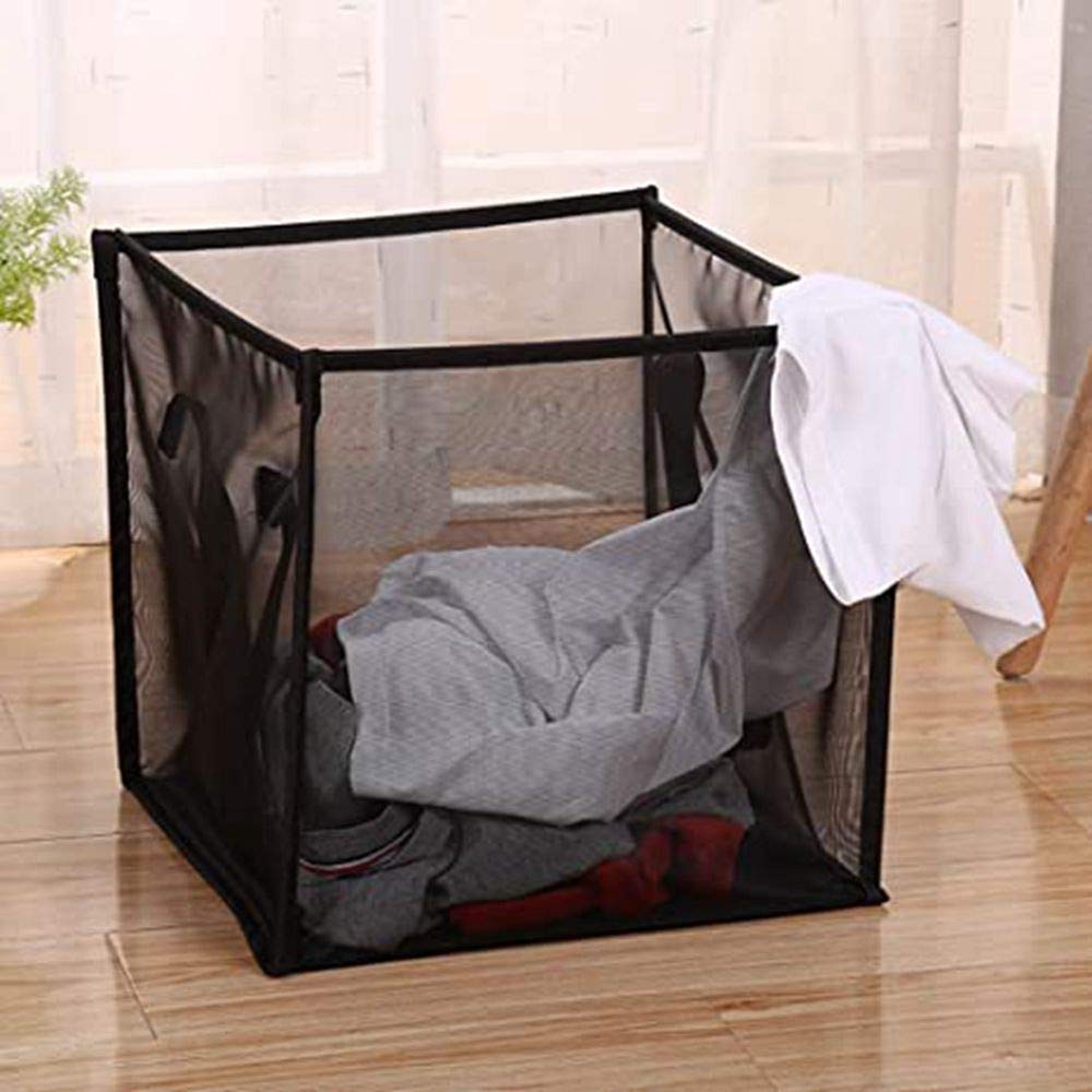 Giftock Pop Up Laundry Baskets - Mesh Collapsible Laundry Hampers Storage with Handle - Foldable for Washing Storage, Great for The Kids Room, College Dorm, Travel Organizer (Black)
