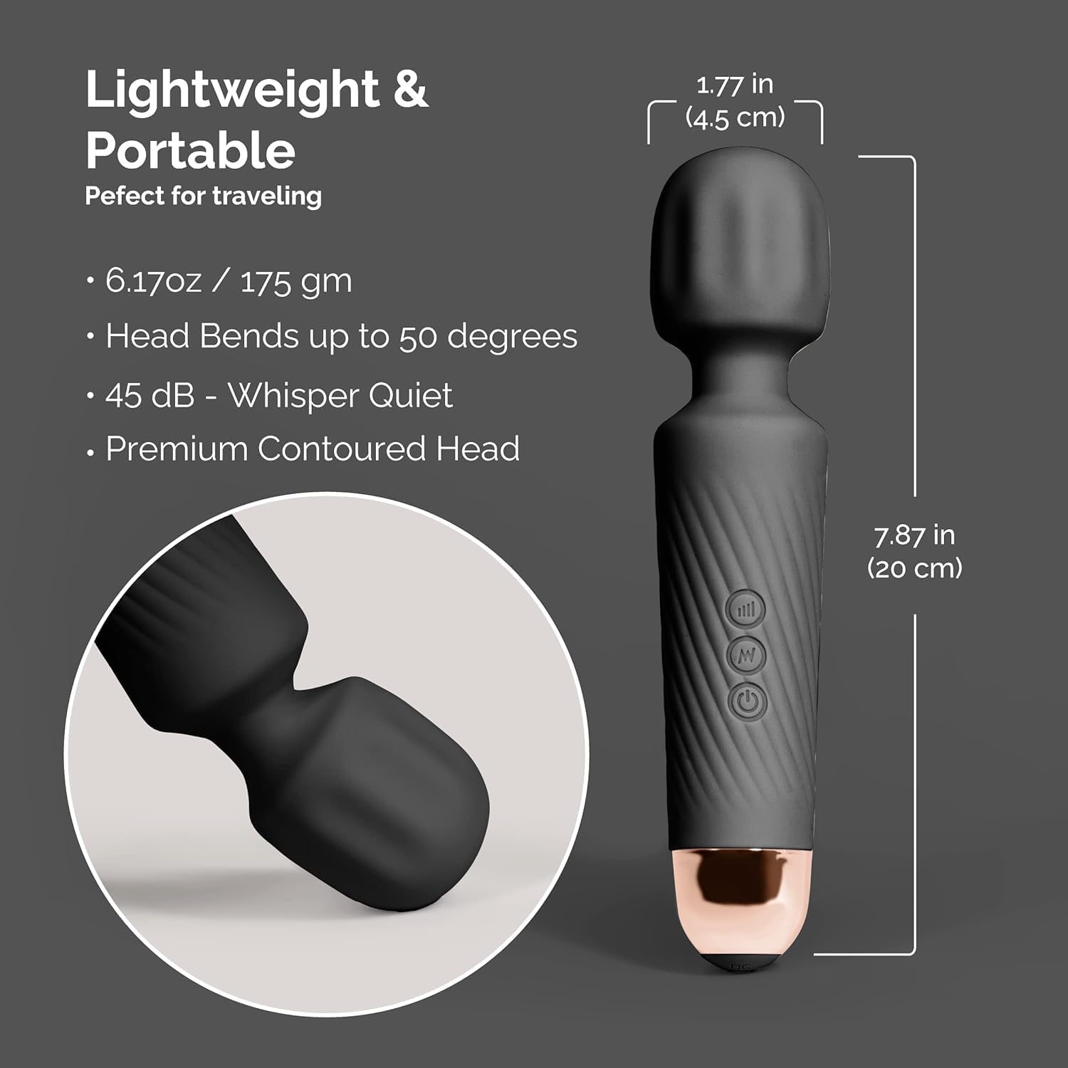 Giftock Body Massager-Waterproof Rechargeable Personal Body Massager for Women | Cordless Handheld Wand with 20 Vibration Modes 8 Speed Patterns Perfect for Pain Relief Massag