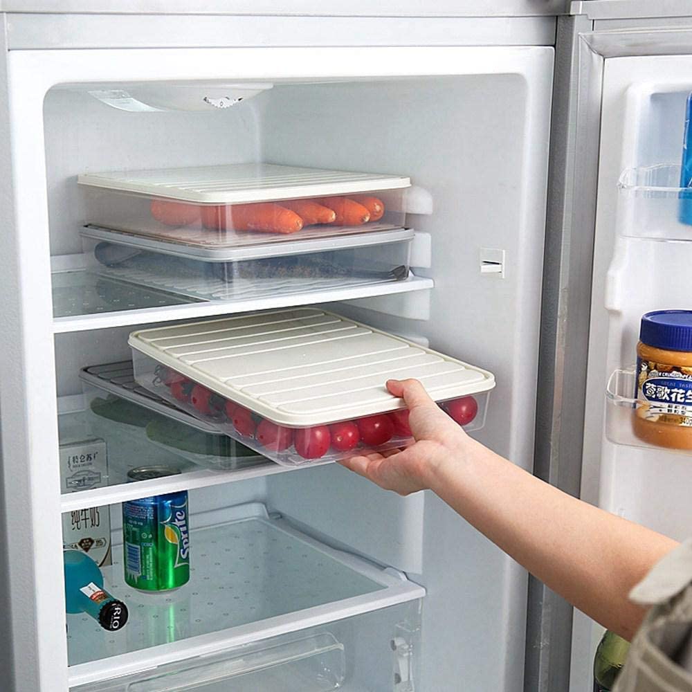 Giftock Plastic Storage Containers with Lid, Fridge Storage Boxes Keeps Dry Fruits, Vegetables, Meat, Fish Fresh Longer Fridge Organizer, Set of 3 (1 pcs 2500 ML, 2 pcs 1200 ML)