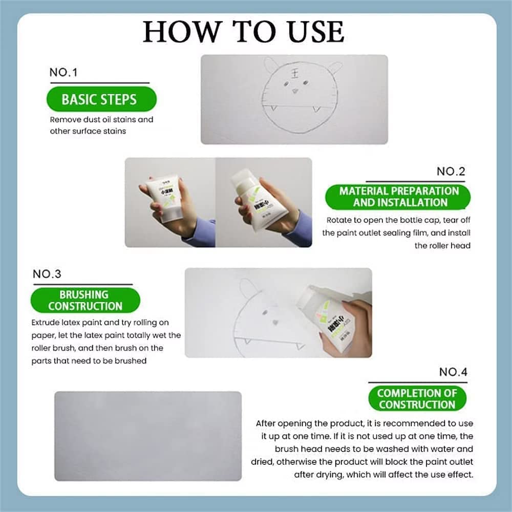 Giftock Over Small Rolling Brush Wall Paint, Wall Paint Repair Wall Paste Roller, Wall Repair Cream Rolling Brush, Eco-Friendly Graffiti Paint, for DIY Repair Renovation Removel Wall Advertisements