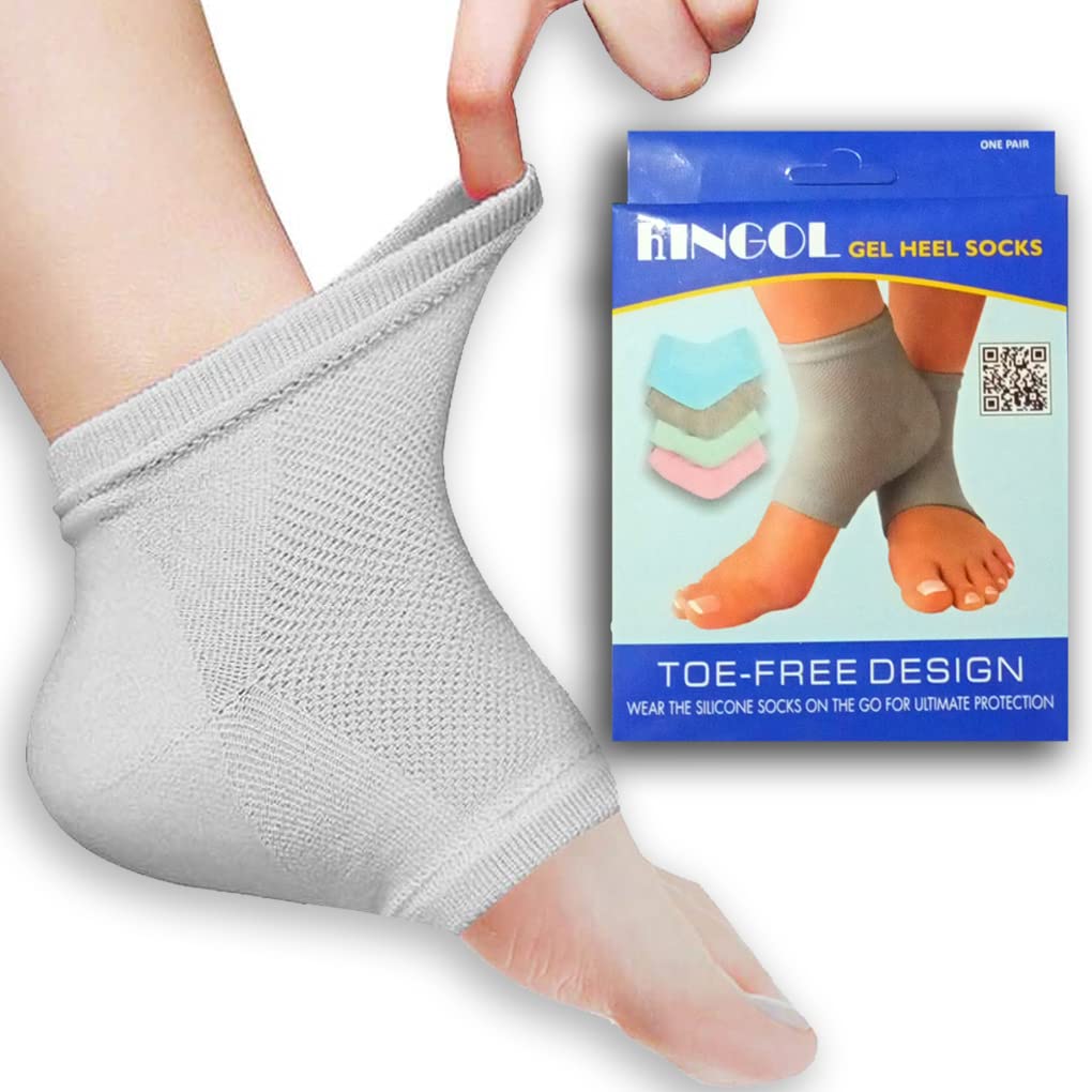 Giftock Heel Pain Relief Silicone Gel Pad Heel Protector Socks with Spa Botanical for Men and Women Cotton Socks (1 pair)