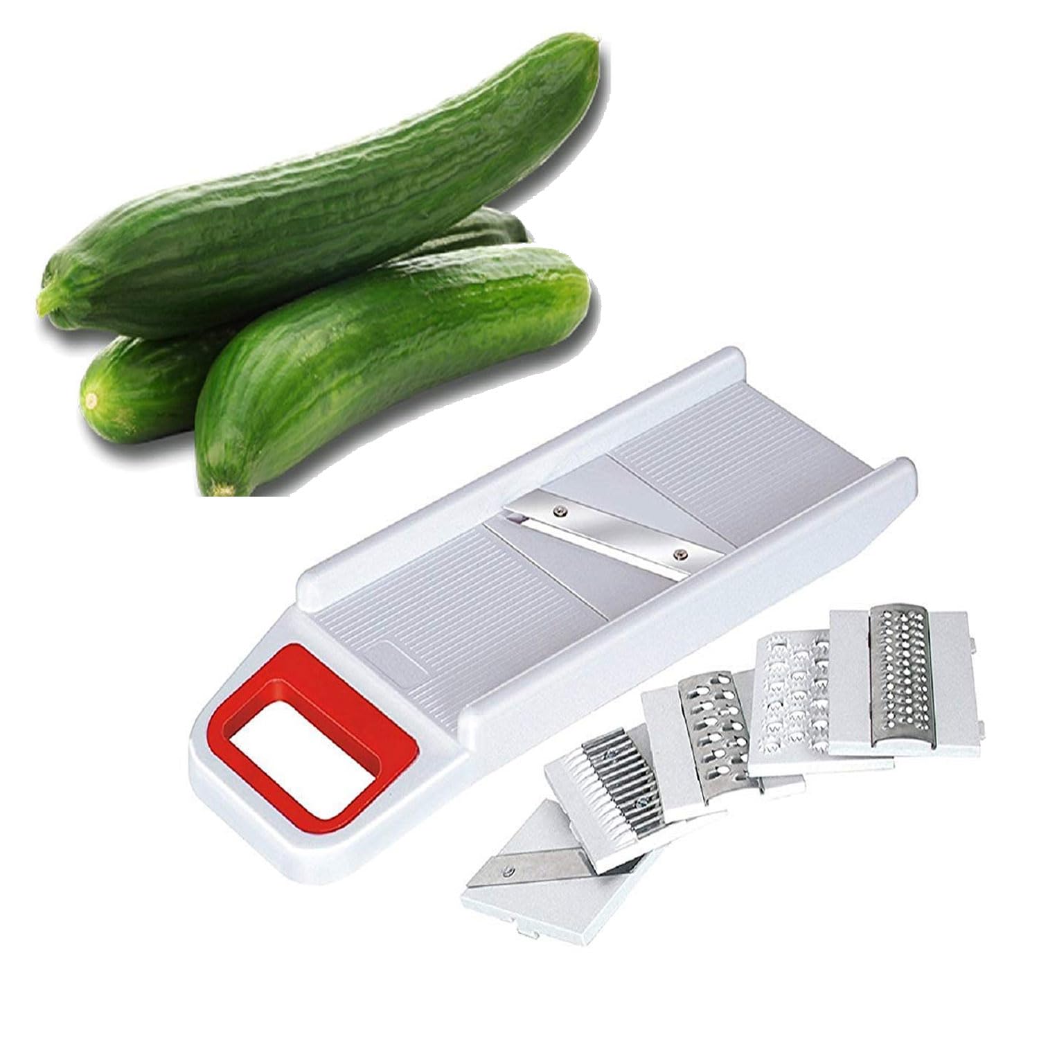 Giftock 6 in 1 Slicer for Kitchen, Vegetable Slicer Crusher Multi Blade Potato Chip, Veggie Slicer, Vegetable Cutter, Julienne Shredder Use in Kitchen - White(Pack of 1)