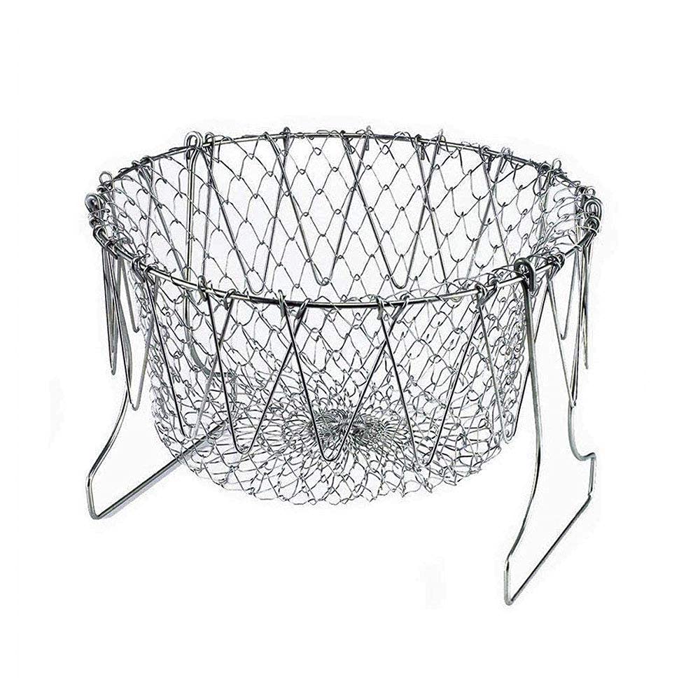 Giftock Stainless Steel Collapsible Frying Basket Multifunctional Chef Cooking Basket Deep-Frying Basket Flexible Cooking Tools for Frying Food, Washing Fruits, Vegetables 1