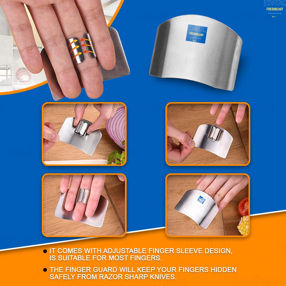 Giftock FDCFG Stainless Steel Finger Cutting Protector Hand Guard | Finger Protector Safe Chopping Hand Guard Pack of (1)