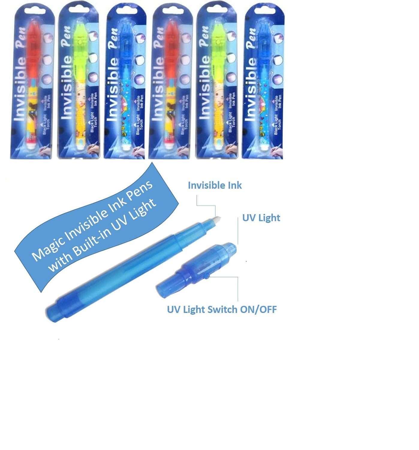 Giftock Invisible Ink Magic Pen (20 Pieces) with UV-Light Birthday Return Gifts for Boys, Girls, Kids All Age Group Bulk Buy Abracadabra Collection