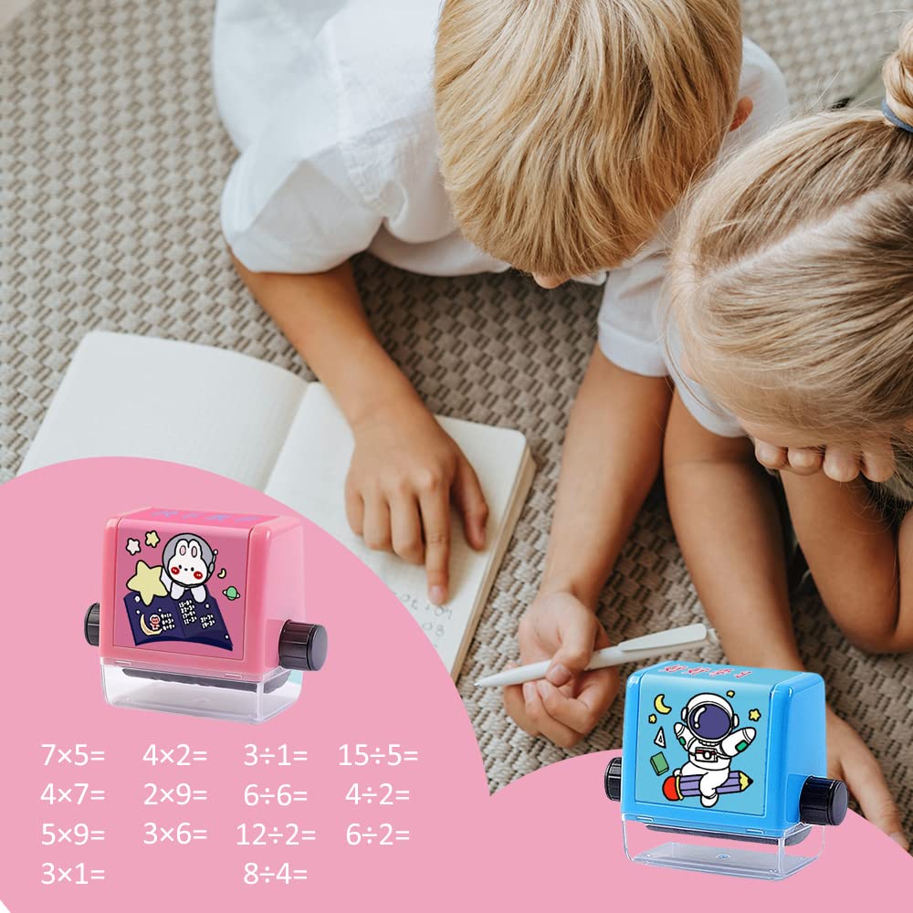 soputry Math Roller Stamp For Addition Subtraction Multiplication Division,Roller Number Teaching Practice Math Stamp Roller Digital Teaching Stamp,Math Practice Number Rolling Stamp(Multiply&Divide)