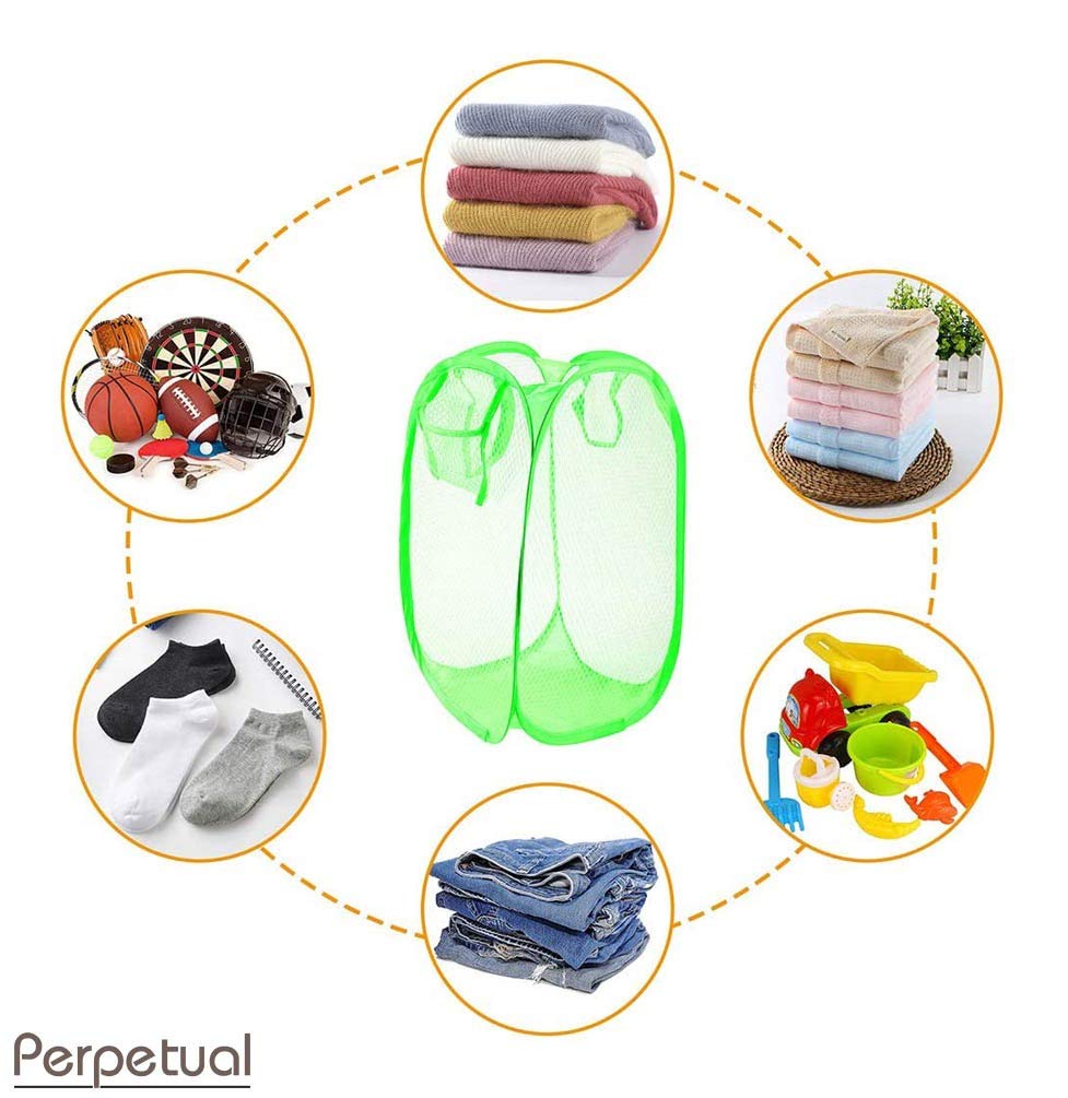 Giftock Net Laundry Bag Foldable and Collapsible with Easy to Carry Handle- for Home, Dorms, Hostel, Toy Storage (Multicolor) 30 Liter