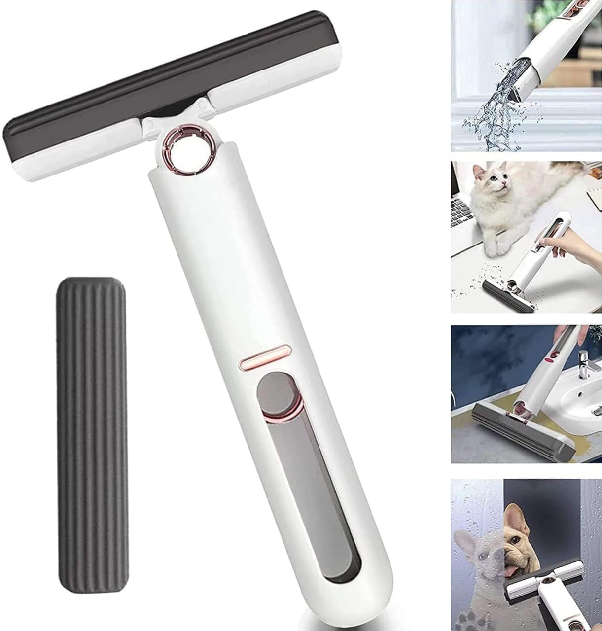 Giftock Mini Mop for Kitchen with Mini Sponges Squeeze Mop Folding Car Window Wall Cleaner Mini Mini Portable mop Desk Cleaner Brush Window Glass Sponge Cleaner Household Cleaning Tools