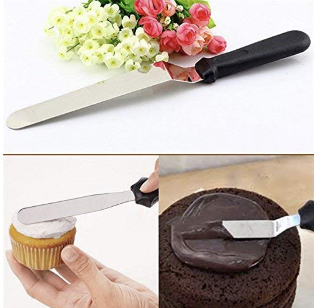 Giftock 8" (12.5" with Handle) Angular Stainless Steel Cake Palette Knife Steel Icing Spatula Tools and Cake Decorating Tools Cream Icing Frosting Spatula Pastry Cake Decoration Tool -1 Pcs
