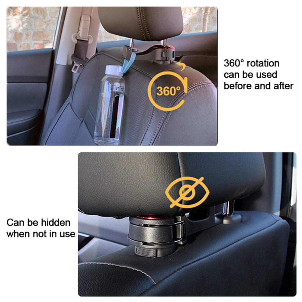 Giftock 2Pack Car Seat Back Hooks, Universal Multifunctional Car Vehicle Back Seat headrest Mobile Phone Holder Hanger Holder Hook for Bag Purse Cloth Grocery (Silver)