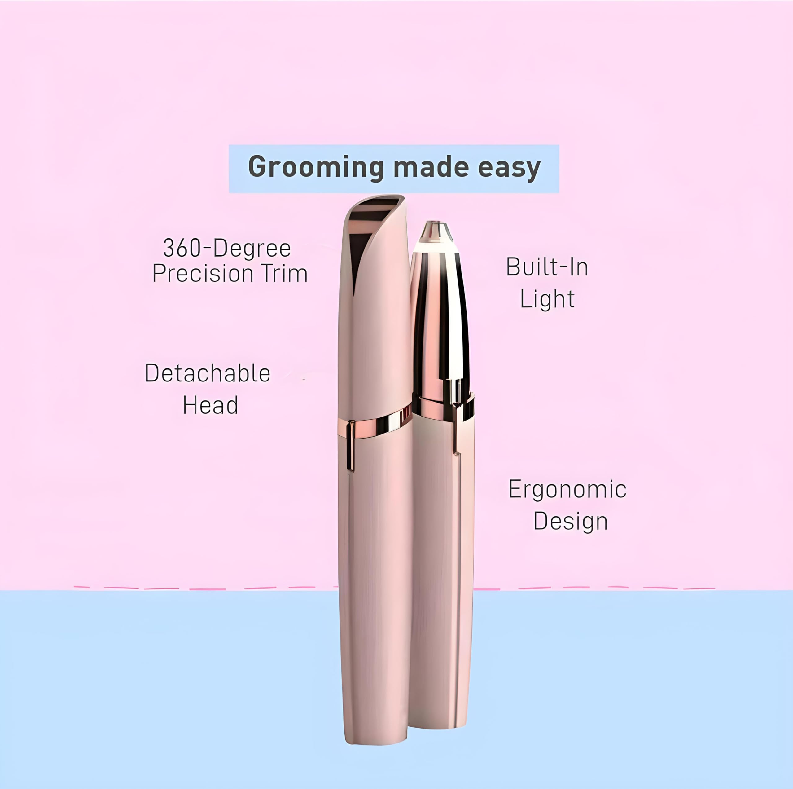 Giftock Eyebrow Hair Removal USB Rechargeble Pain Less Flawless Machine for Women & Men - Face, Chin, Cheek, Eyebrow, Upper Lip Hair Remover for Women - Lipstick Shaped (Eyebrow Trimmer)