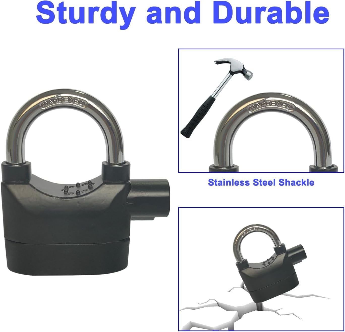 Giftock Alarm Lock Universal Security Anti-Theft Padlock 110db Siren Motion Sensor Safety for Motorcycle Bicycle Door Window | House | Office | Cycle | Bike (1Pc, Black)