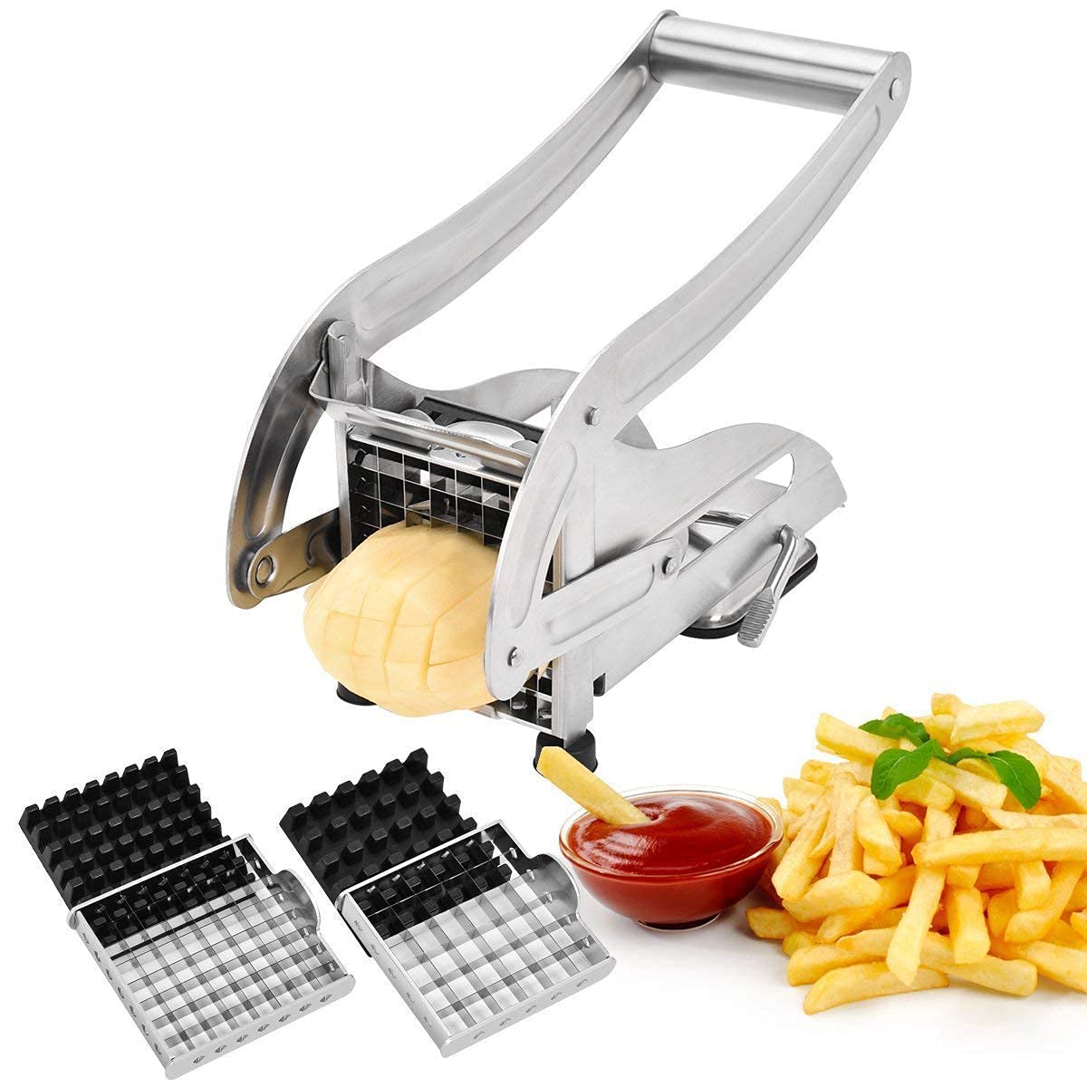 Giftock Point Wonders Stainless Steel Home French Fries Potato Chips, Salad Chipser Strip Cutting Cutter Machine Maker Slicer Chopper Dicer Snacks Finger (Silver)
