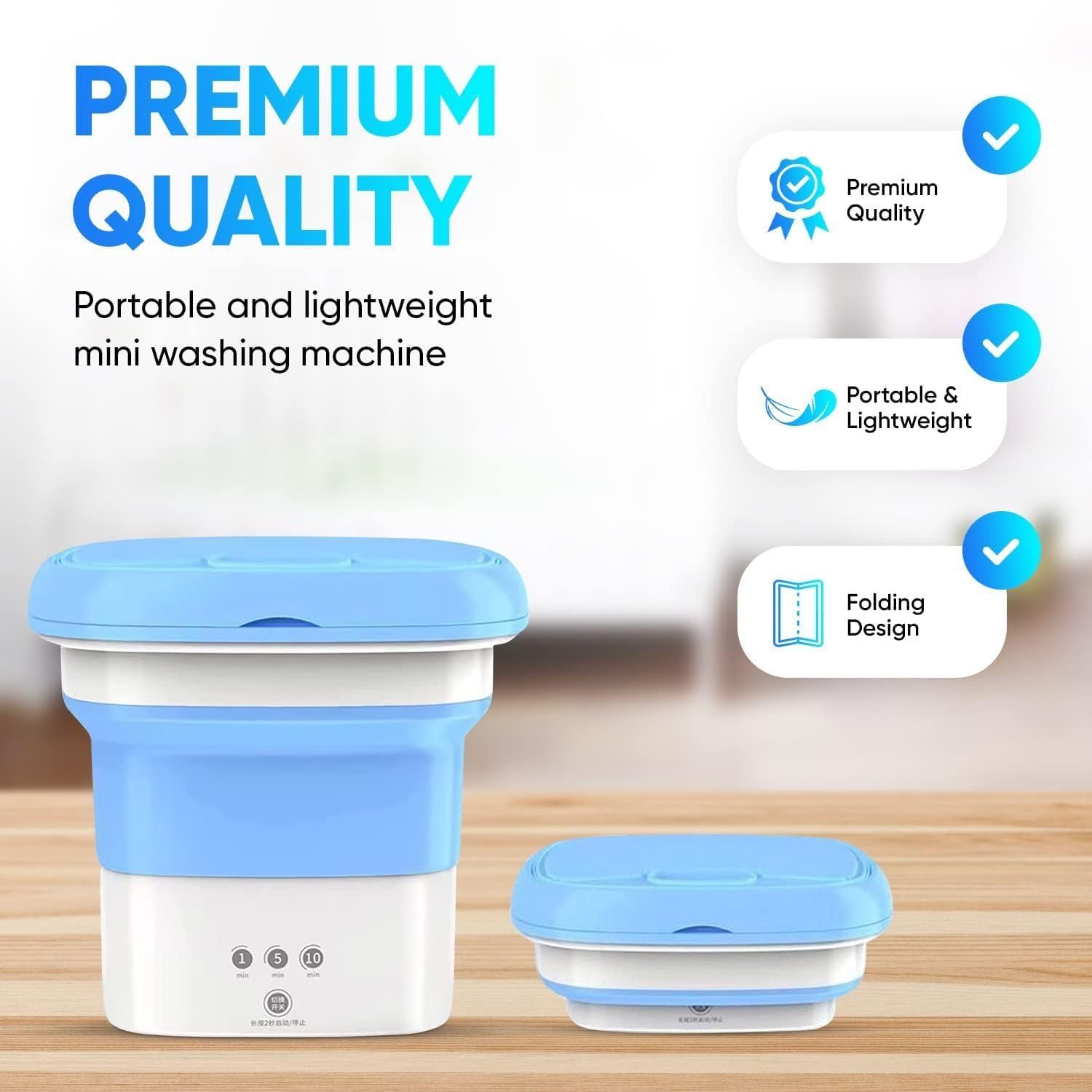 Giftock Solutions Washing-Machine-Portable-Mini-Foldable-Washer-and-Spin-Dryer-Small-Foldable-Bucket-Washer-for-Camping-RV-Travel-Small-Spaces-Lightweight 2 KG