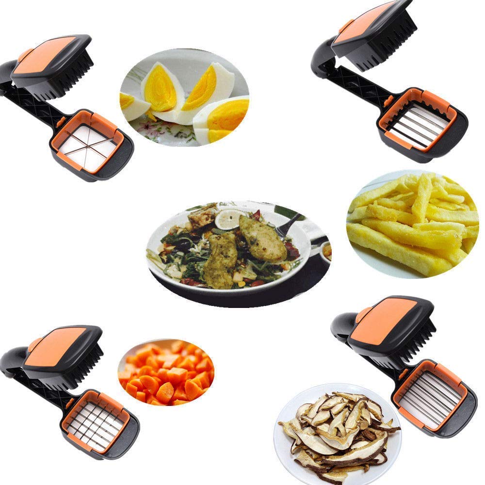 Giftock Multifunction Nicer - 5 in 1 Plastic Slicer Vegetable & Fruits Cutter, Stainless Steel Blades Chopper, Peeler with Container Onion Cutter, Vegetable, Fruit (Pack of 1)