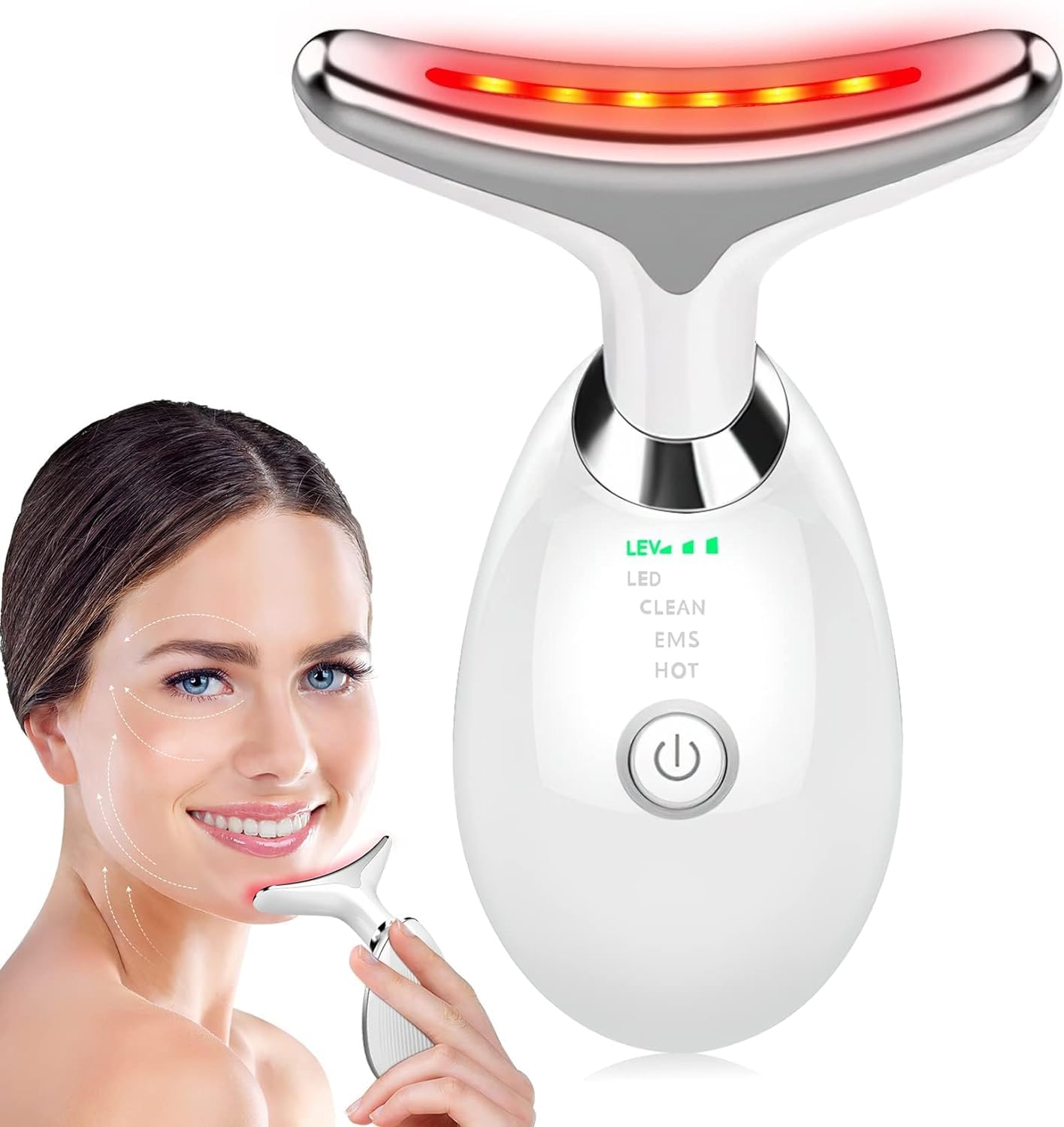 Giftock Neck Face Massager, Firming Wrinkle Removal Tool, Vibration Massager with 3 Color Modes for Skin Tightening Face Sculpting