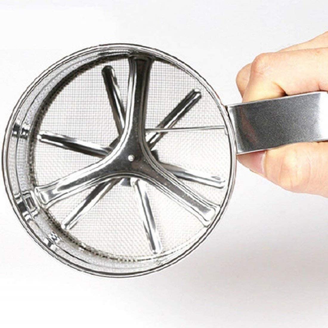 Giftock Flour Sifter, Stainless Steel Sifter for Baking Double Layer Fine Mesh Baking Sifter One Hand Press Crank Sifter for Powdered Sugar Shaker