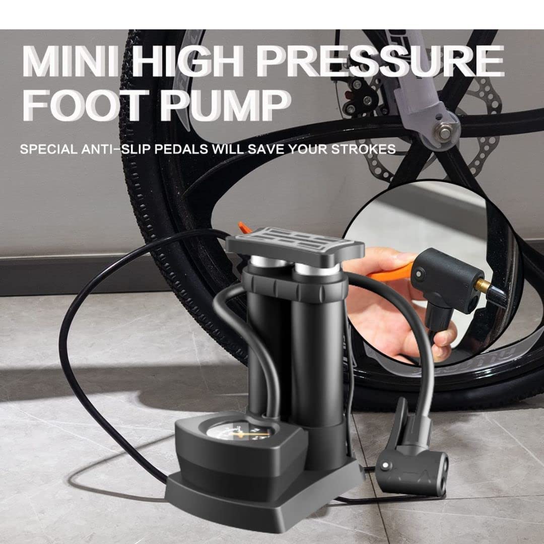 Giftock Double Cylinder Pump Car, Bike,Bicycle Pump & Cycle Pump Bicycle Tire Pump-160Psi-Multicolour