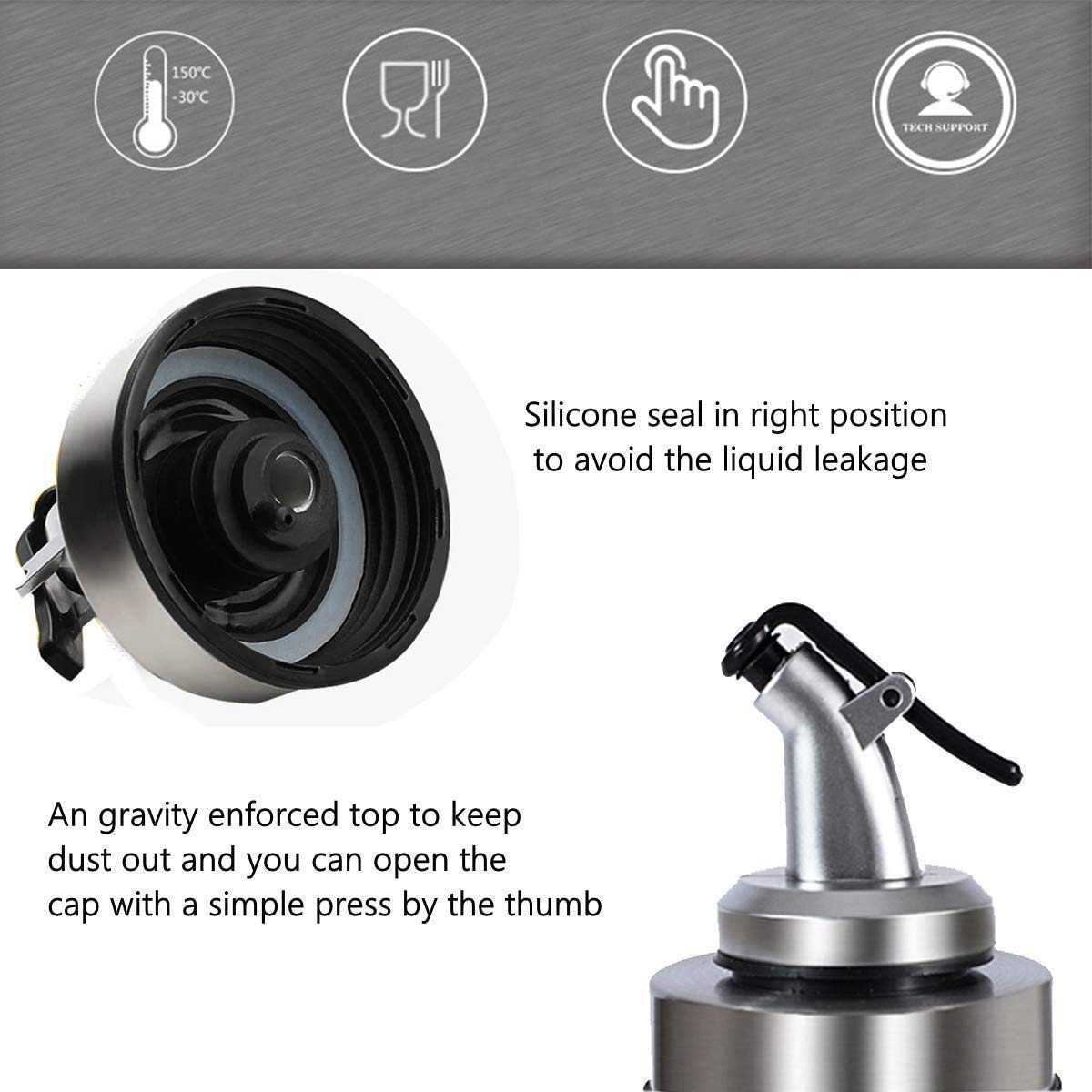 Giftock Oil Bottle Olive Dispenser for Cooking Lead-Free Glass Bottle for Drip Free Spout BBQ Salad Kitchen Baking Roasting Frying 300ml