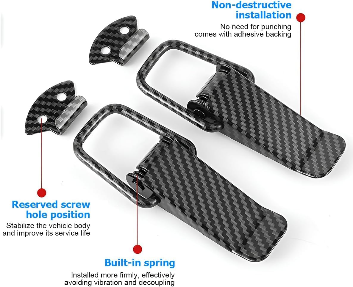 Giftock Car Bumper Security Hook Lock Clips Kit Quick Release Fasteners Bumper Clips for Car Bumpers, Fenders, Trunk and Hatch Lids Compatible with All Cars (Set of 2) (Black Carbon Fiber)