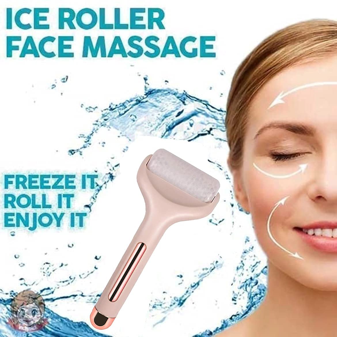 Giftock Ice Roller Face Massager Facial Skin Care Tool with Cooling Gel for Face and Eyes, Puffiness and Pain Relief for Women & Men