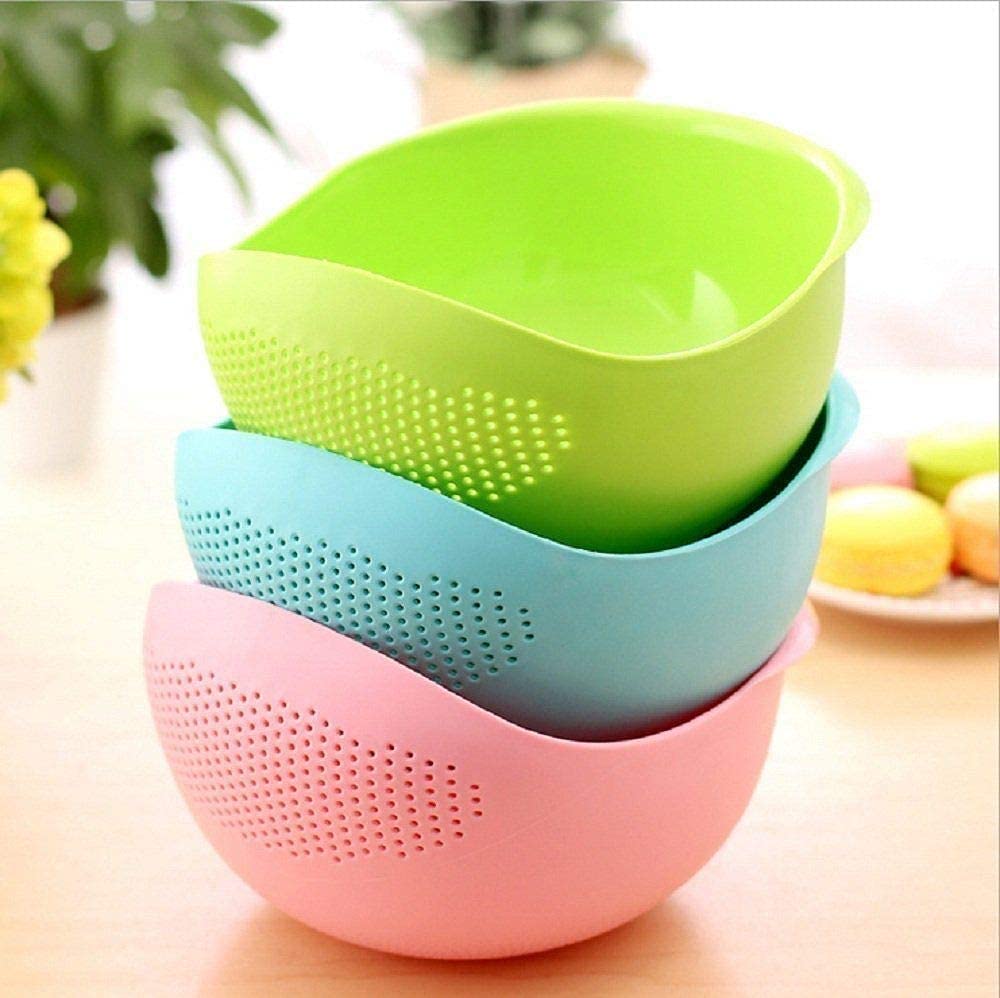 Giftock Rice Bowl Pulses, Fruits, Vegetable, Noodles, Pasta, Washing Bowl & Strainer (multi color, 1pc)