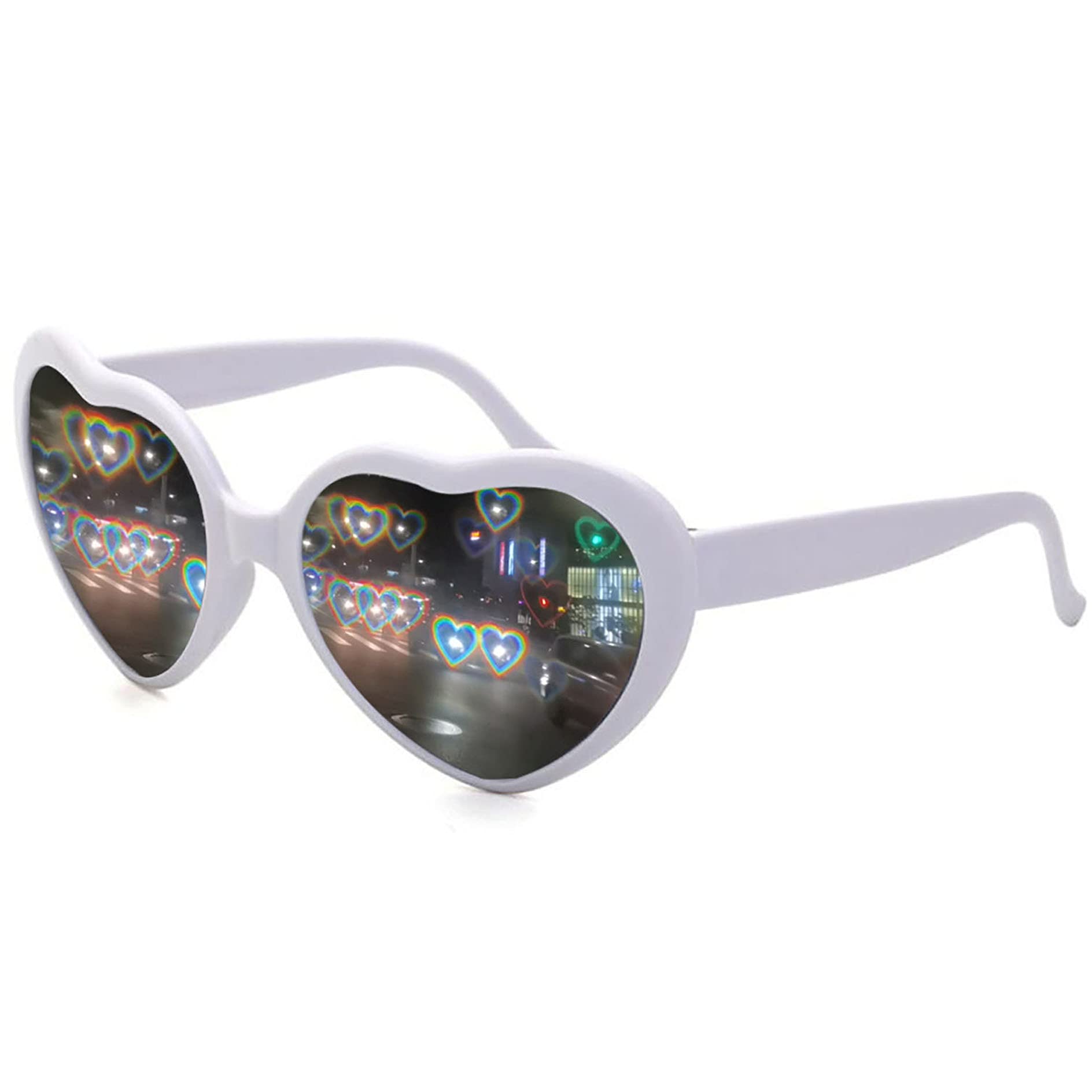 Giftock Heart Shaped Sunglasses, EDM Festival Light Changing Eyewear Heart Effect Diffraction Glasses for Women Men