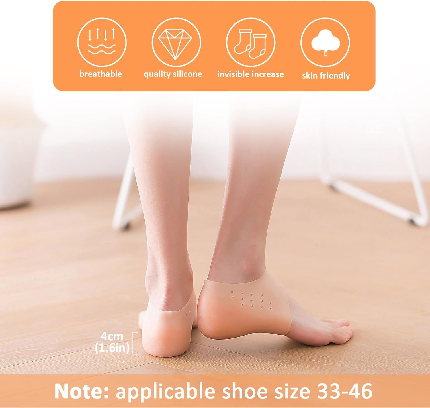 Giftock Invisible Height Increase Shoe Insoles Air Cushion 3cm Make You Taller,Supportive Comfort Dry Hard Cracked Heels Repair Cream Foot Care Ankle Support Cushion-For Men And Women (1 Pair)