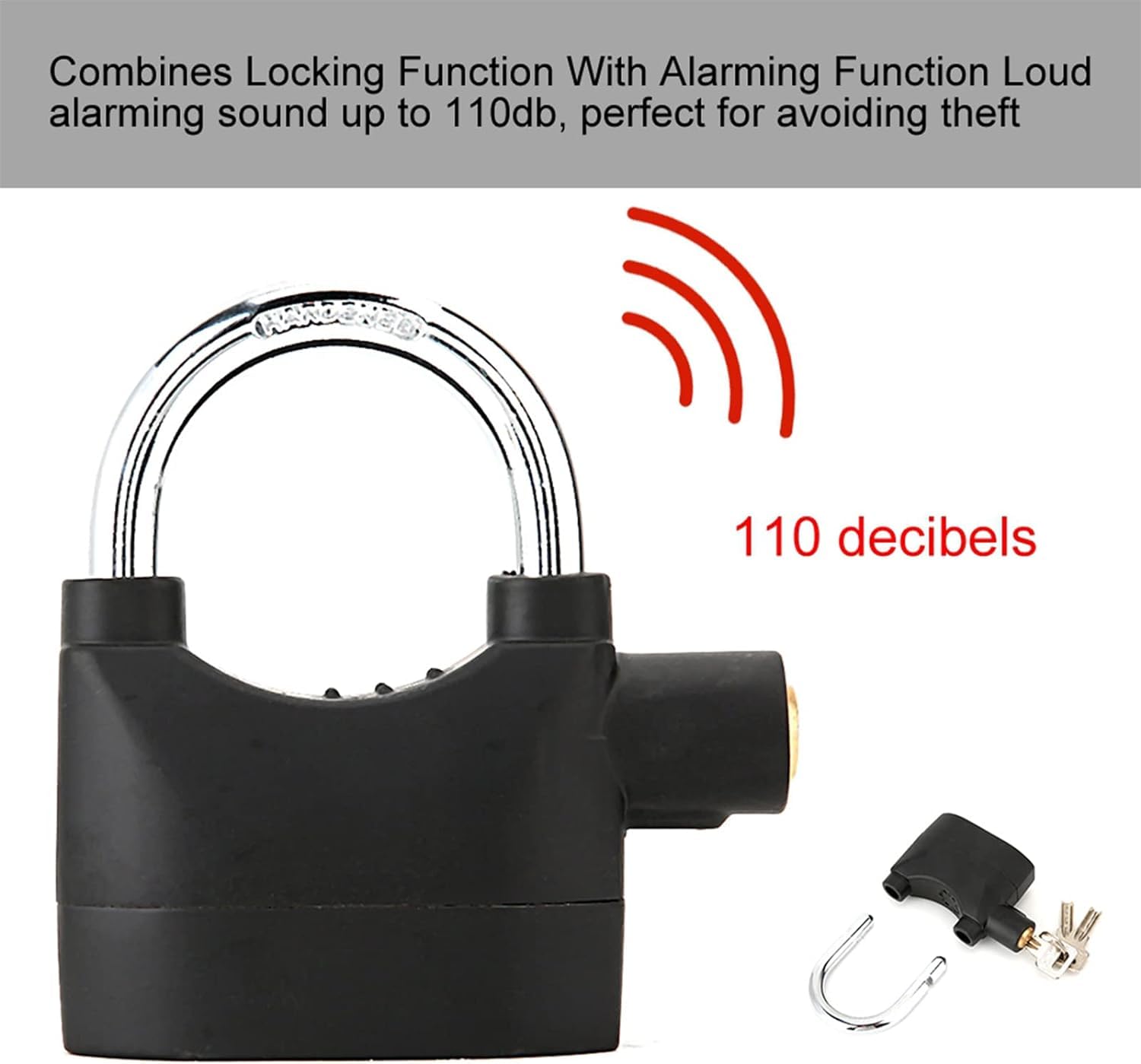 Giftock Alarm Lock Universal Security Anti-Theft Padlock 110db Siren Motion Sensor Safety for Motorcycle Bicycle Door Window | House | Office | Cycle | Bike (1Pc, Black)