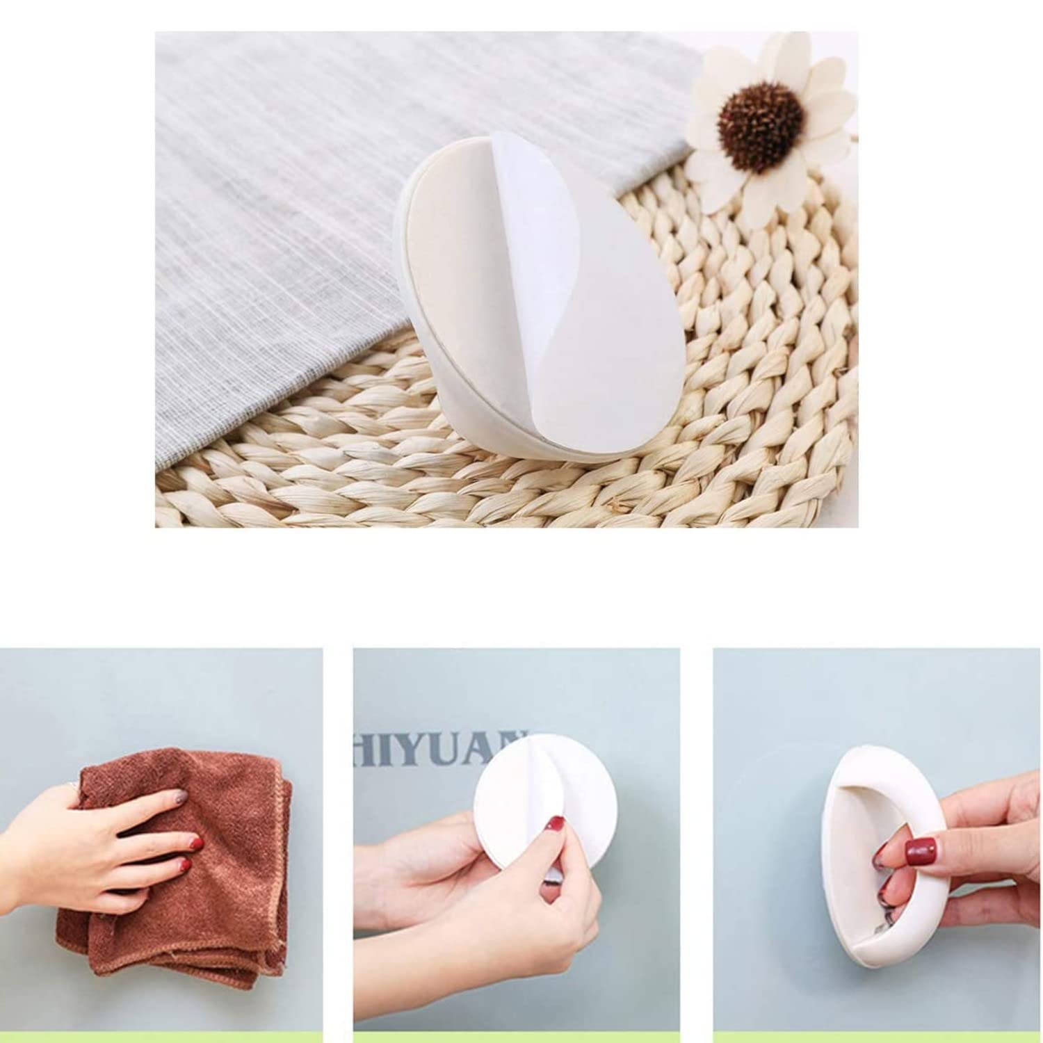 Giftock 4 Count Round Self-Stick Instant Cabinet Drawer Handle Helper Kitchen Cabinet Door Window Cupboards Handle, Sticker Convenient Opening Stick-on Handles, Self Adhesive Handle (Random Color)