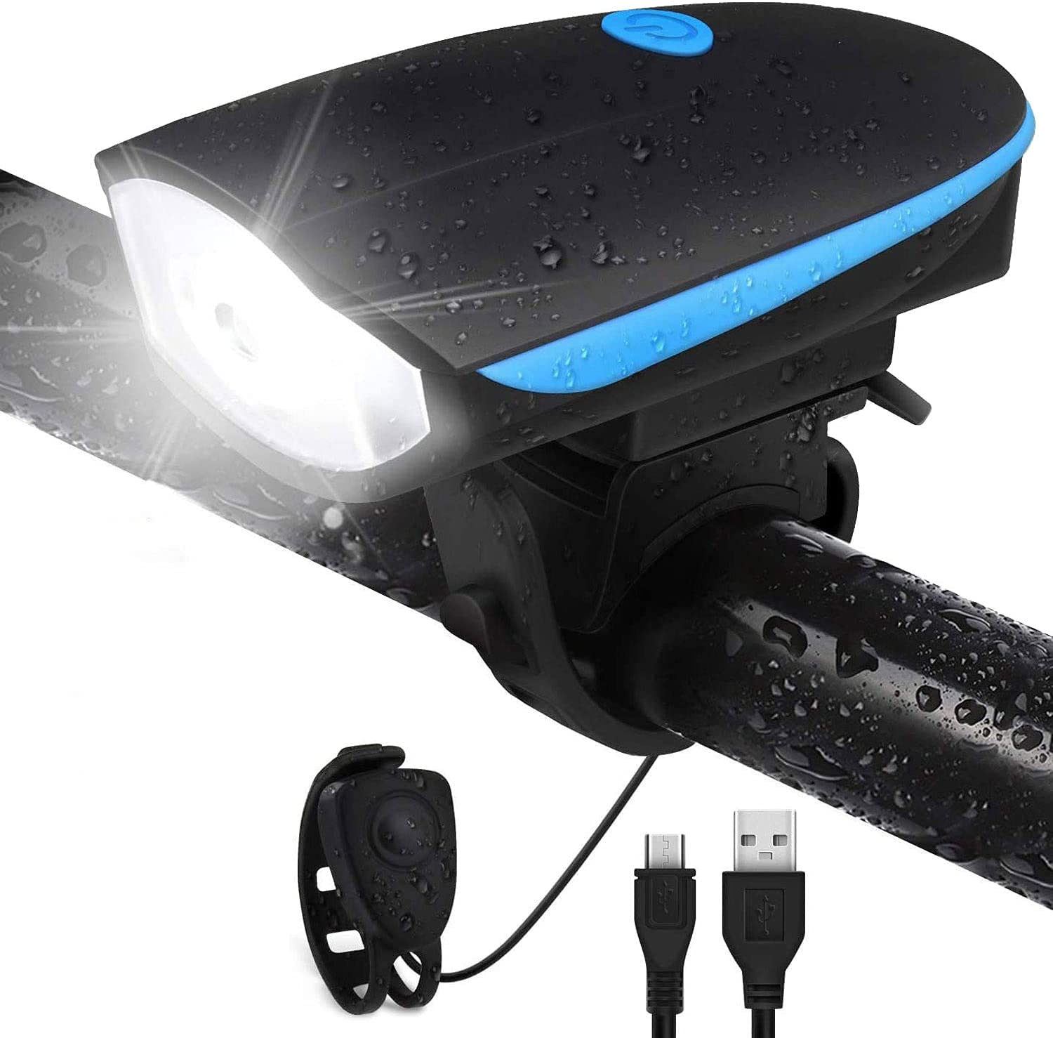 Giftock 2-in-1 Rechargeable - Cycle Light (3 Modes) Cycle Light and Horn/Cycle Lights Rechargeable Waterproof (140 dB) Cycle Light with Horn Cycle LED Front Light (Multicolor)