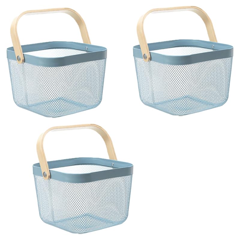 Giftock Metal Wire Basket With Handle|Storage Basket Fot Fruits, Books|Mesh Open Storage Bin|Storage Organizer