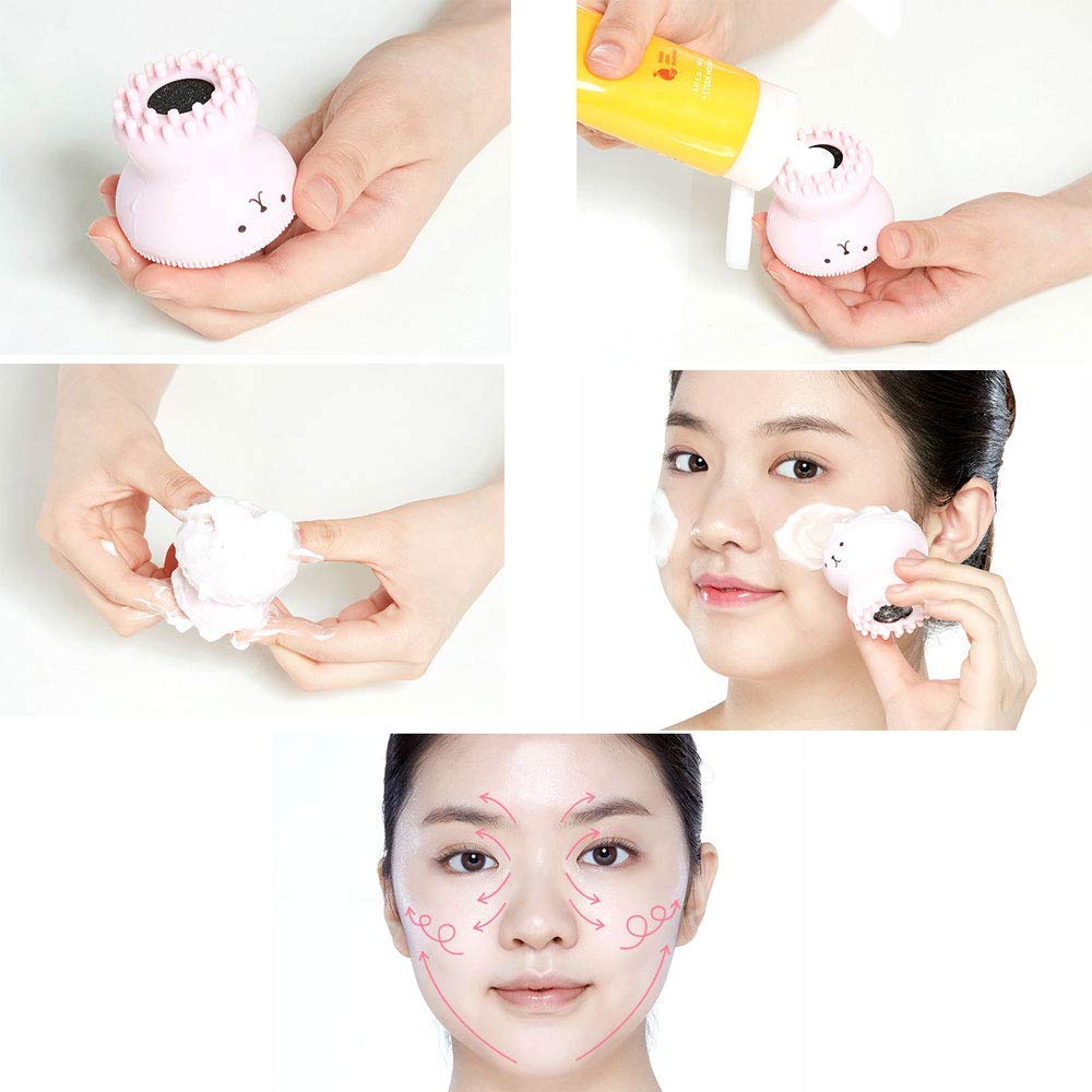 Giftock Octopus Design Silicone Facial Cleansing Brush Face Exfoliator Massager Beauty Tool All in One Deep Pore Cleansing Sponge & Brush, For Exfoliating, Massage, Cleansing Soft Brush (pink)