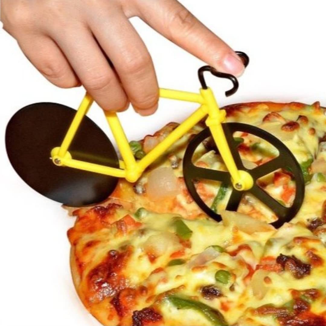 Giftock  Multi-Purpose Premium Pizza Cutter for Kitchen Bicycle Shape Non-Stick Pastry Cake Sandwich Burger Slicer Kitchen Accessories Item (Assorted Color)