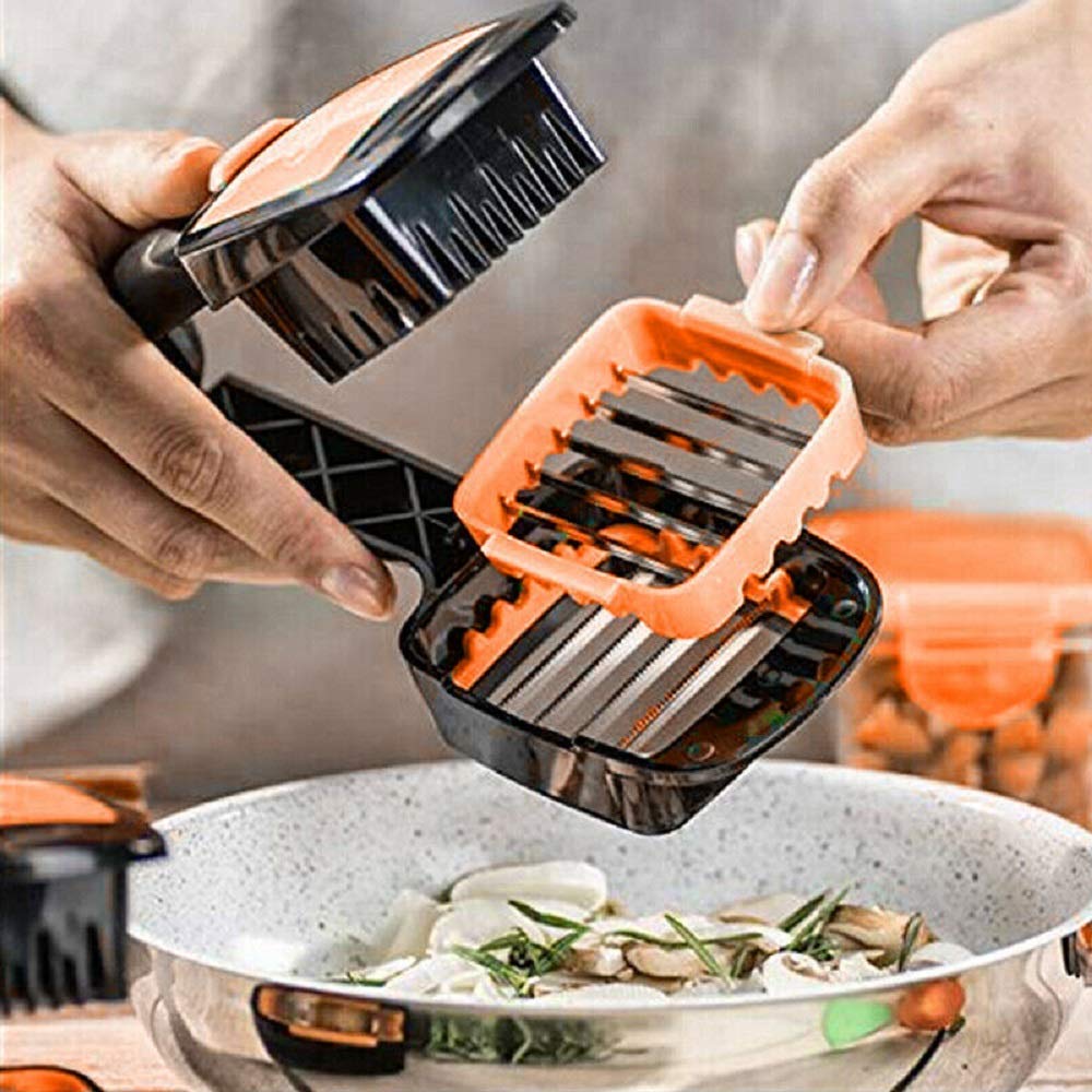 Giftock Multifunction Nicer - 5 in 1 Plastic Slicer Vegetable & Fruits Cutter, Stainless Steel Blades Chopper, Peeler with Container Onion Cutter, Vegetable, Fruit (Pack of 1)