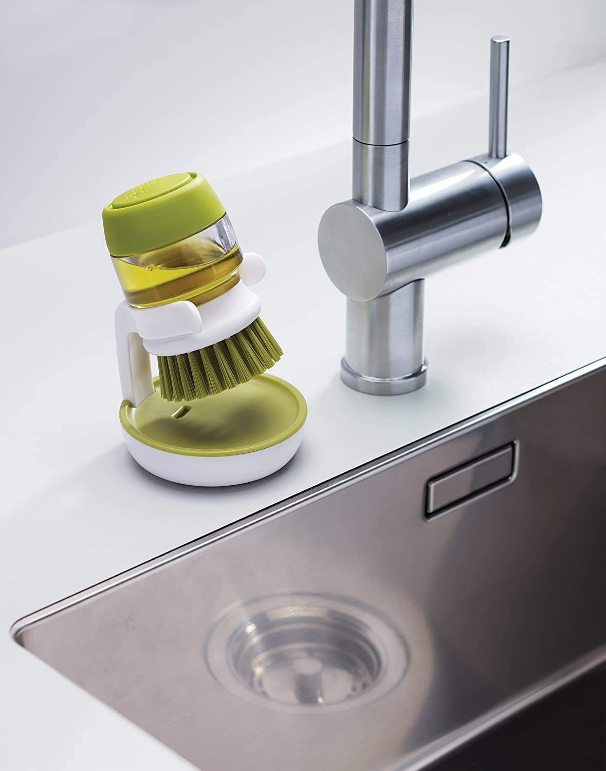 Giftock Cleaning Brush with soap Dispenser for Kitchen Sink washbasin,Dish Washer with Storage Stand Holder,Palm Scrub soap Dispenser Washing-up Brush(1pcs/Multicolour)