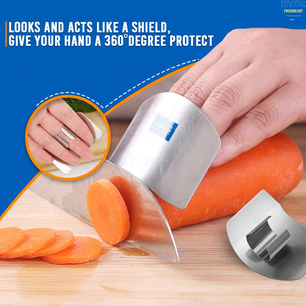 Giftock FDCFG Stainless Steel Finger Cutting Protector Hand Guard | Finger Protector Safe Chopping Hand Guard Pack of (1)