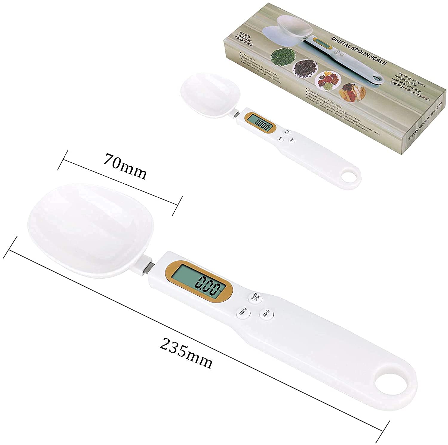 Giftock Measuring Spoons Electronic Kitchen Digital Food Spoon Scales Accurate Weighing Teaspoon Scale in Grams Oz with LCD Display for Baking Cooking Cake Coffee Flour Medicine 500g/0.1g