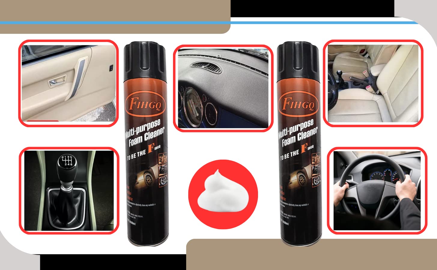 Giftock Multipurpose Foam Cleaner Spray Foam | American Formula Spray For Car Sofa Leather Carpet Cleaning | Dashboard, Steering, Doors & Seat Cover Cleaning - 500 ML (Pack of 1)
