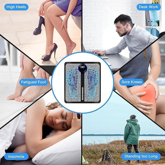 Giftock Relax & Rejuvenate: EMS Foot Massager Mat Electric - Pain Relief for Legs & Feet | Home Foot Spa Massager | Rechargeable EMS Foot massager mat, Massage Therapy for Foot