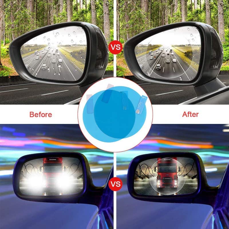 Giftock Rain Guard Waterproof Oval Anti Fog Rain Proof Film PET Material Accessories Right Car Mirror for All Vehicles - Set of 2