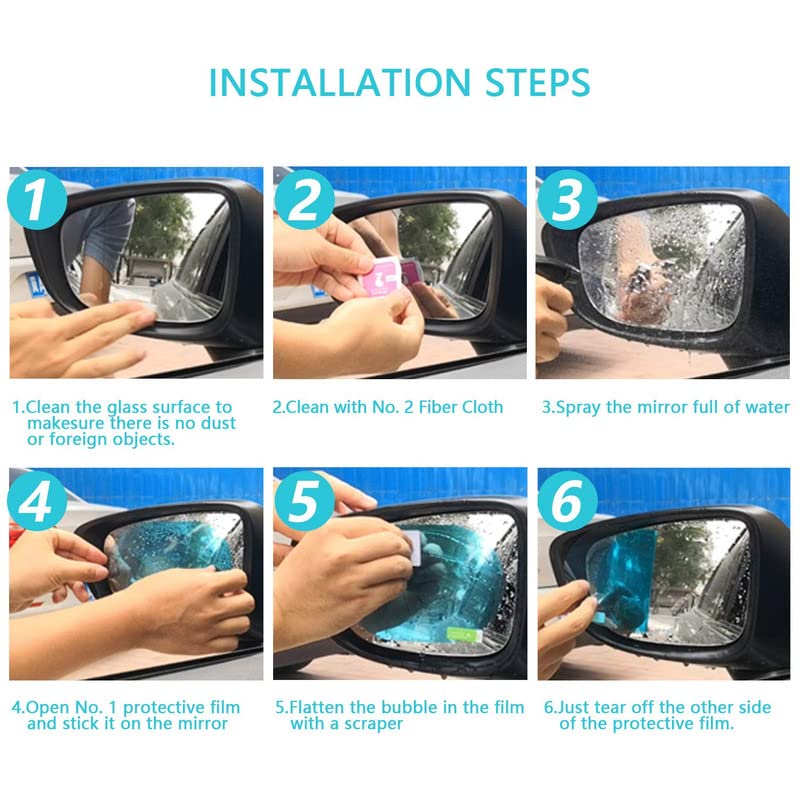 Giftock Rain Guard Waterproof Oval Anti Fog Rain Proof Film PET Material Accessories Right Car Mirror for All Vehicles - Set of 2