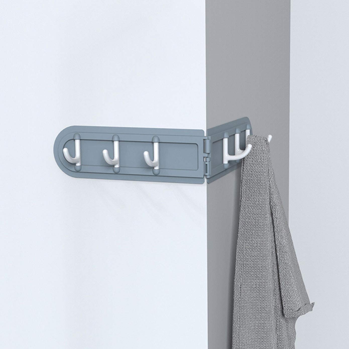 Giftock ABS Plastic Wall Corner Hook Foldable Storage Rack Nail-Free Key Hanger Wardrobe Bathroom Kitchen Organizer Key Holing Rack (Multi Color)