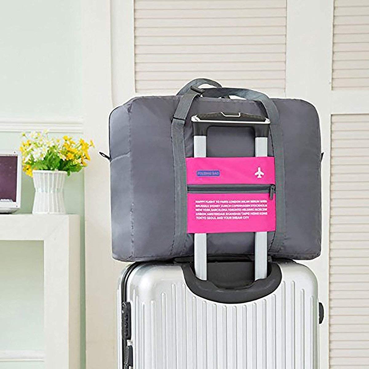 Giftock Waterproof Foldable Weekender Travel Duffel Lightweight Flight Luggage Shoulder Garment Sports Flight Bag with Strips, Zipper, Small Compartment for Men Women Storage Organizer.(Multi)