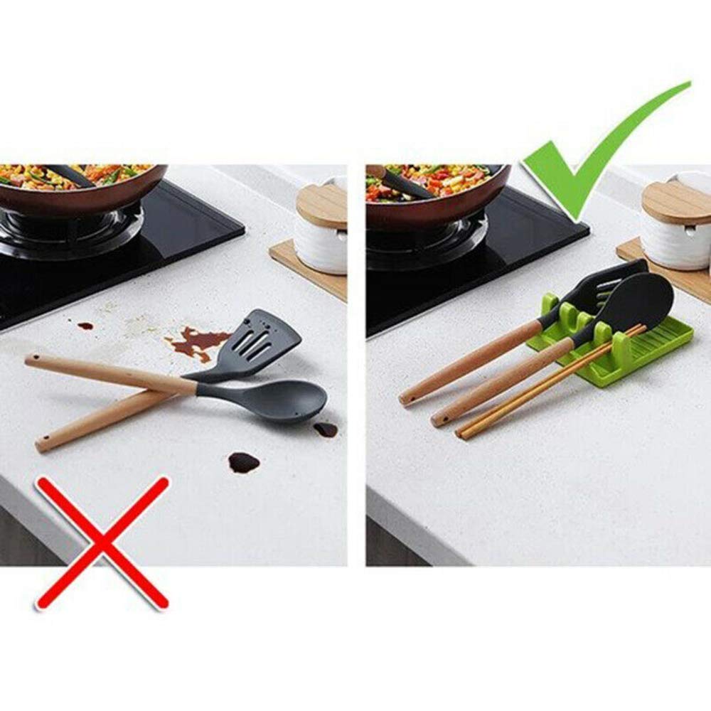 Giftock 4 Slots Cooking Utensil Storage Rack Silicone Spoon Rests Mat Stand Heat Resistant Cooking Spatula Holder Tray Kitchen Gadgets,Multifunctional Kitchen Storage Rack | Piece of 1