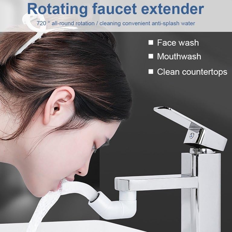 Giftock Universal Splash Filter Faucet 720 Degree Rotatable Plastic Silicone Sprayer Head with Wrench Household Tap Water Outlet Water Saving Tap Nozzle